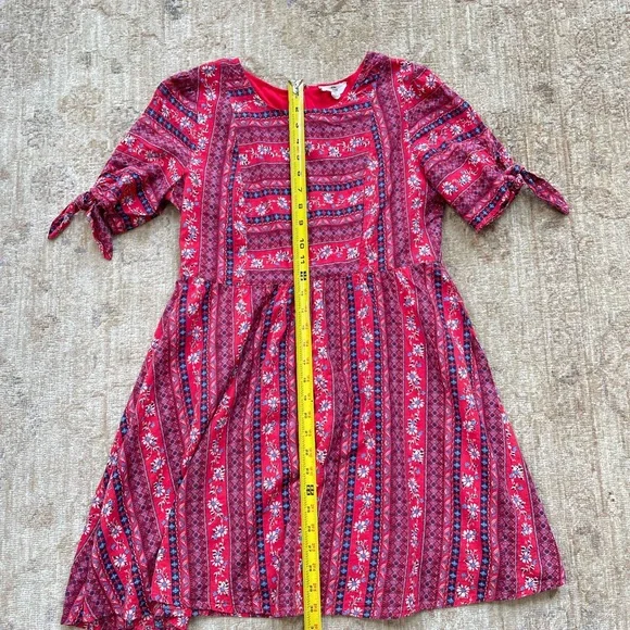 Red Floral print Entro Cotton dress size S - Picture 5 of 11